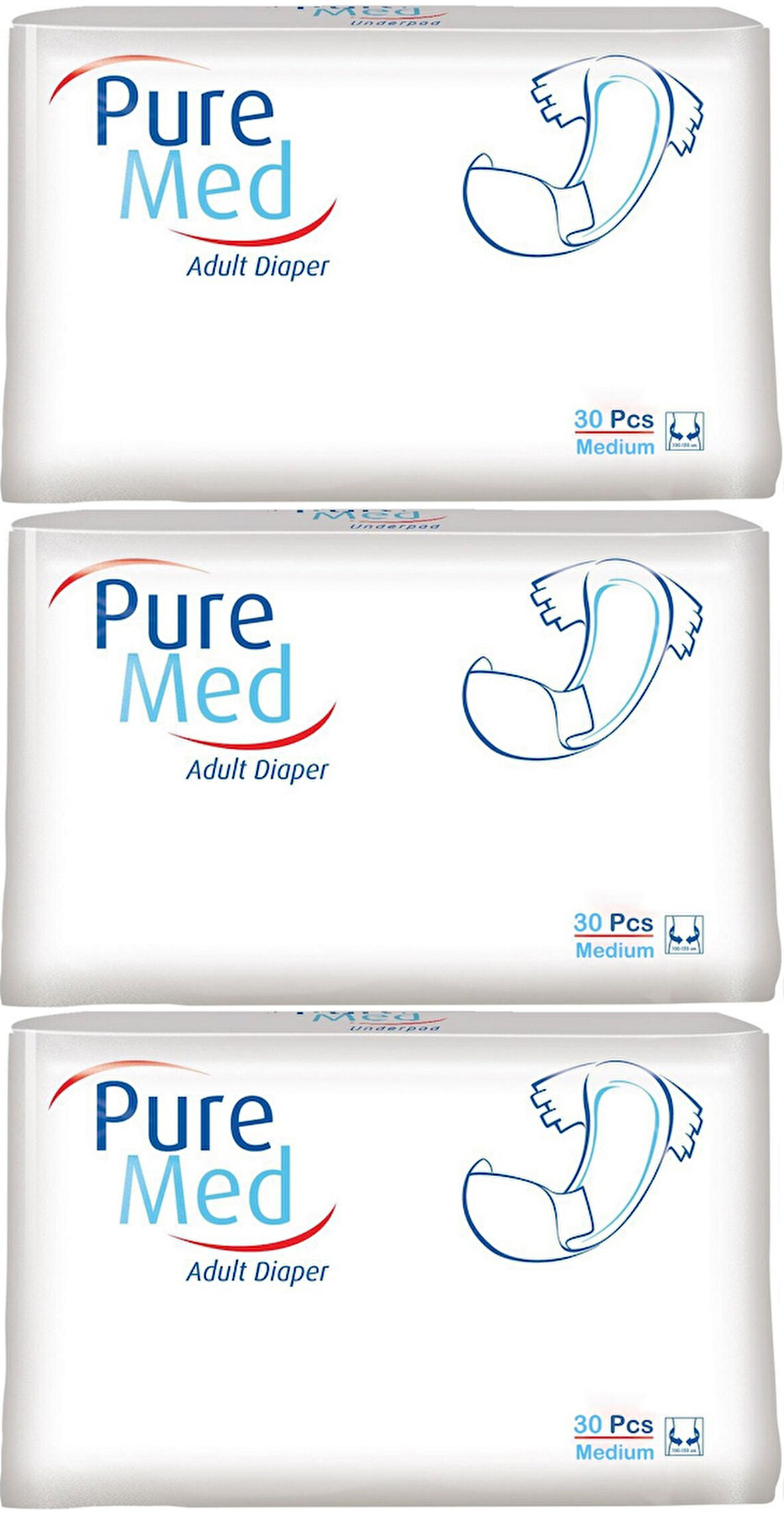 Puremed Hasta Bezi Bel Bantlı Tekstil Yüzey Medium M-Orta 90 Adet (3PK*30)