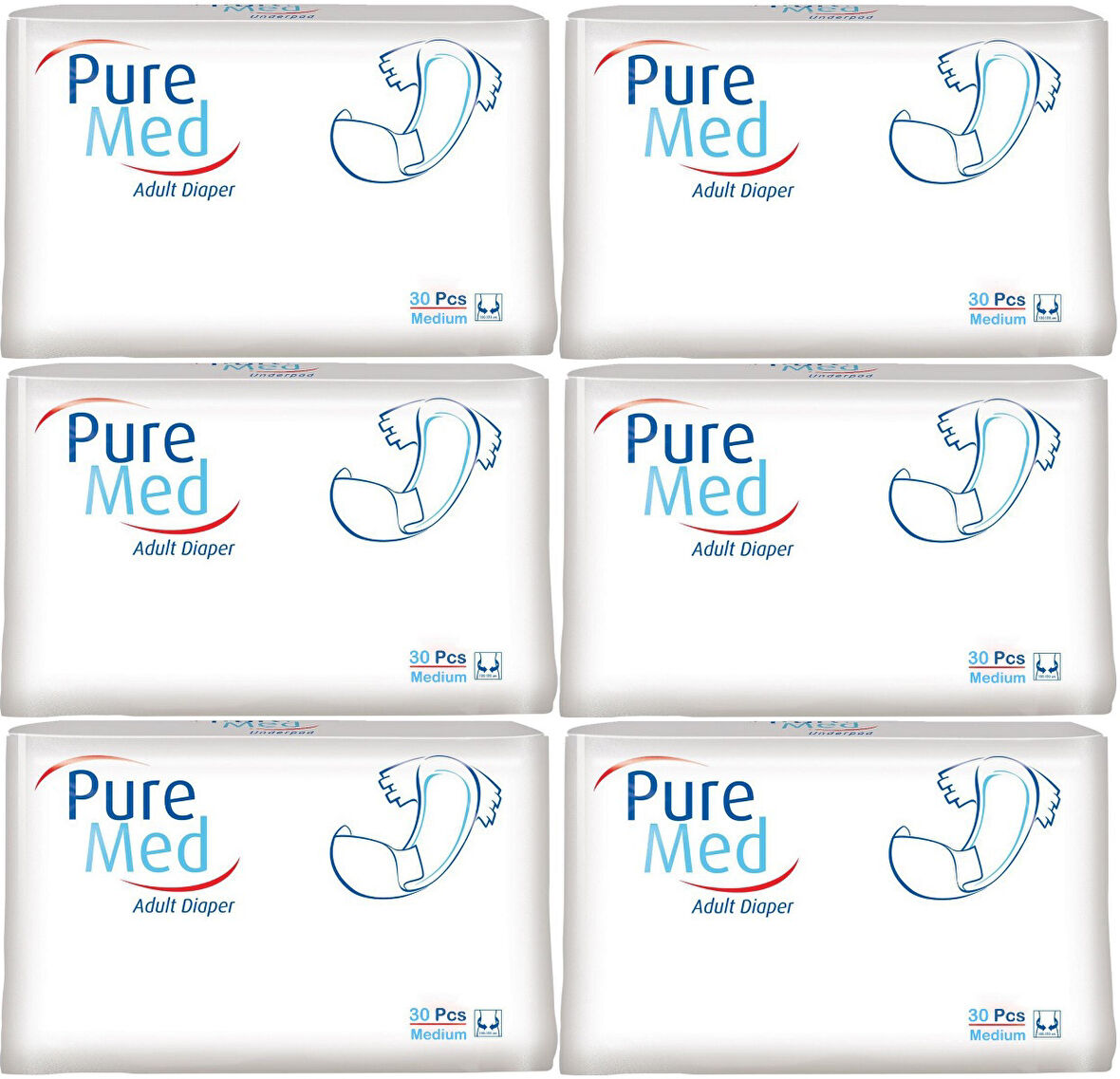 Puremed Hasta Bezi Bel Bantlı Tekstil Yüzey Medium M-Orta 180 Adet (6PK*30)
