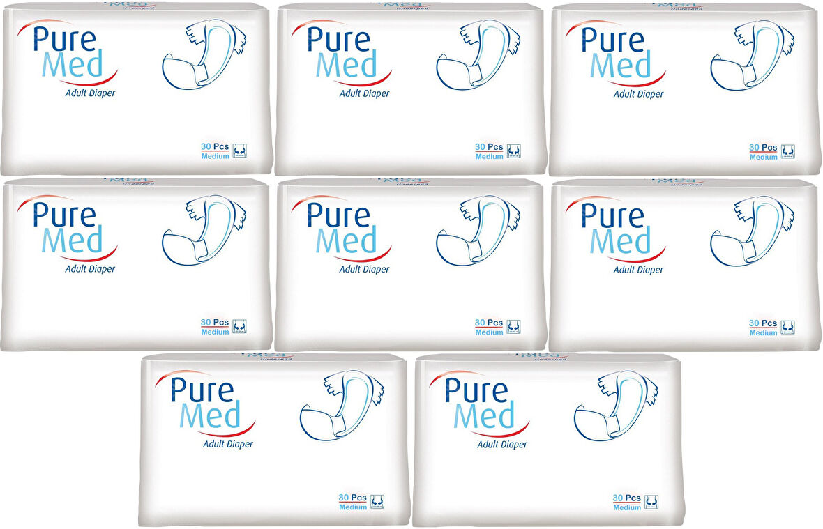 Puremed Hasta Bezi Bel Bantlı Tekstil Yüzey Medium M-Orta 240 Adet (8PK*30)