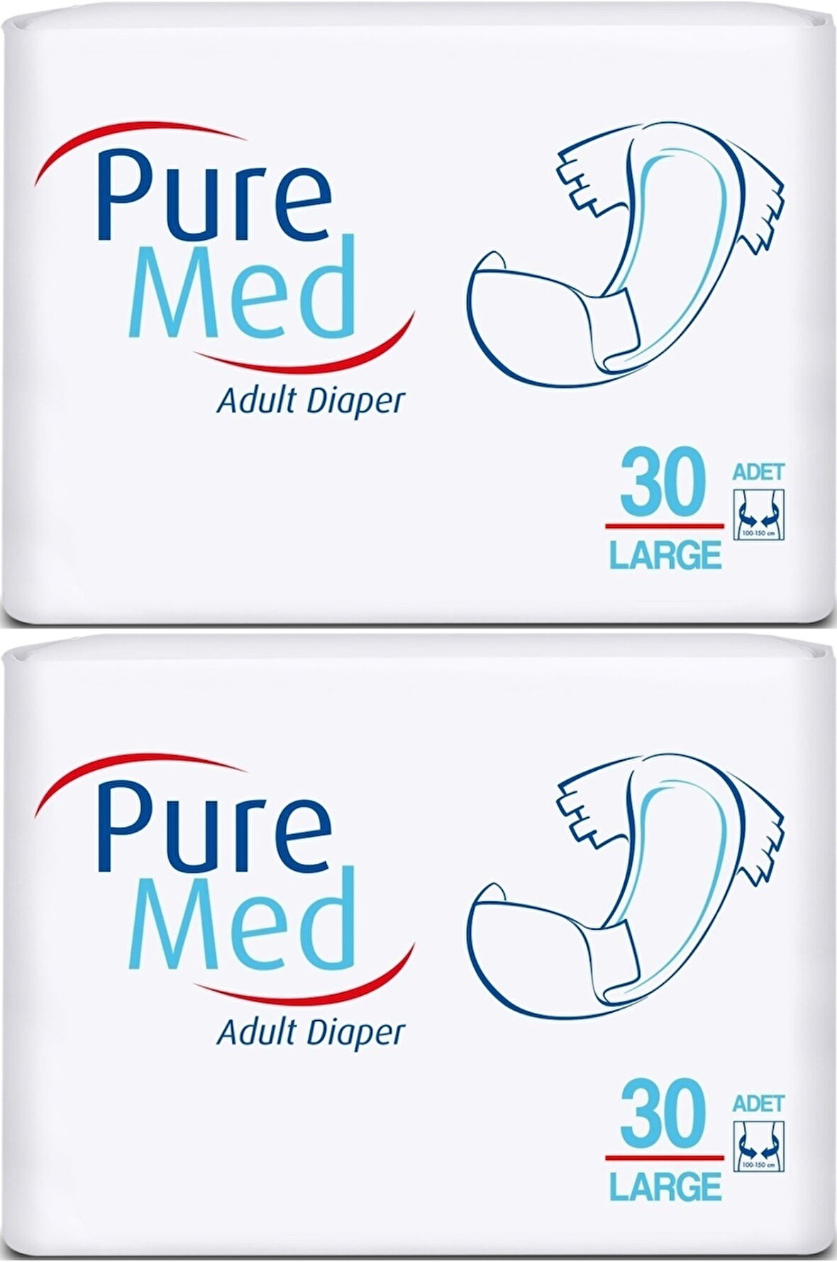 Puremed Hasta Bezi Bel Bantlı Tekstil Yüzey Large L-Büyük 60 Adet (2PK*30)