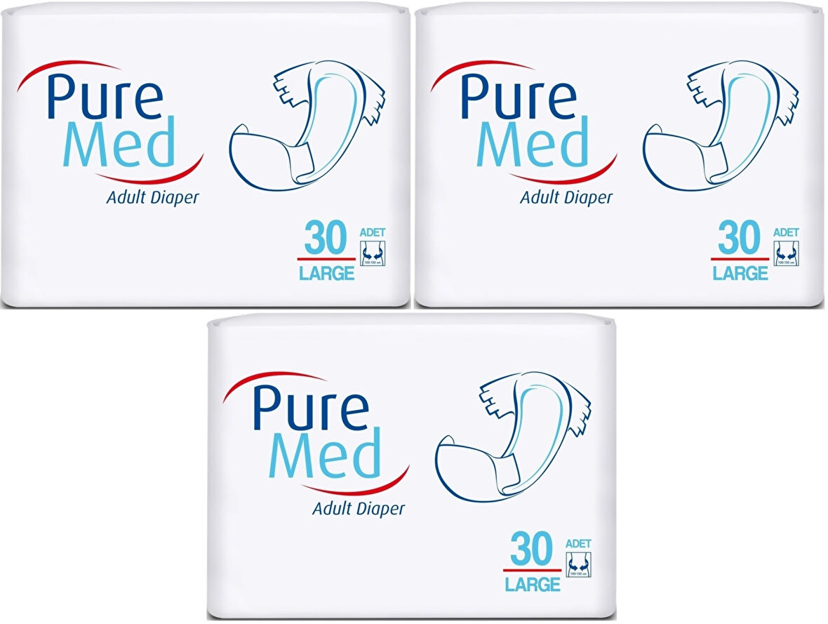 Puremed Hasta Bezi Bel Bantlı Tekstil Yüzey Large L-Büyük 90 Adet (3PK*30)