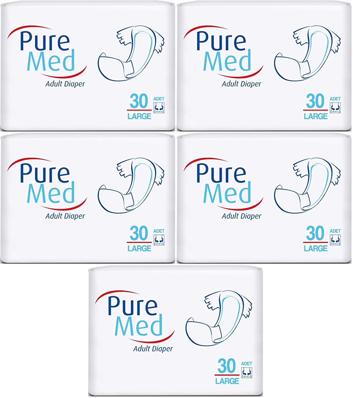 Puremed Hasta Bezi Bel Bantlı Tekstil Yüzey Large L-Büyük 150 Adet (5PK*30)