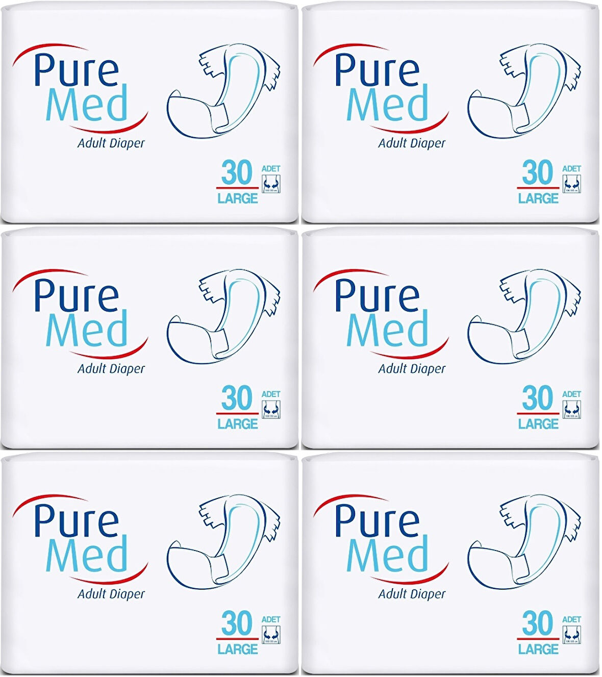 Puremed Hasta Bezi Bel Bantlı Tekstil Yüzey Large L-Büyük 180 Adet (6PK*30)