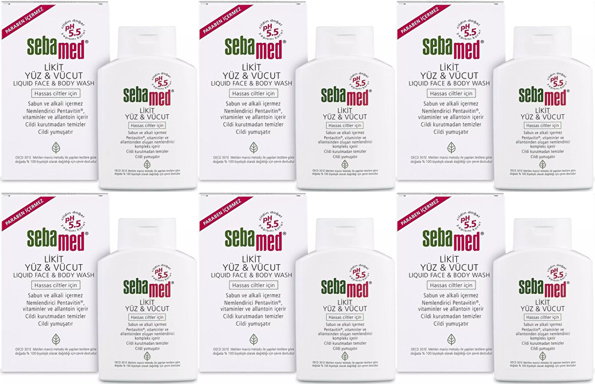 Sebamed Yüz ve Vücut Temizleyici Likit 200ML (6 Lı Set)
