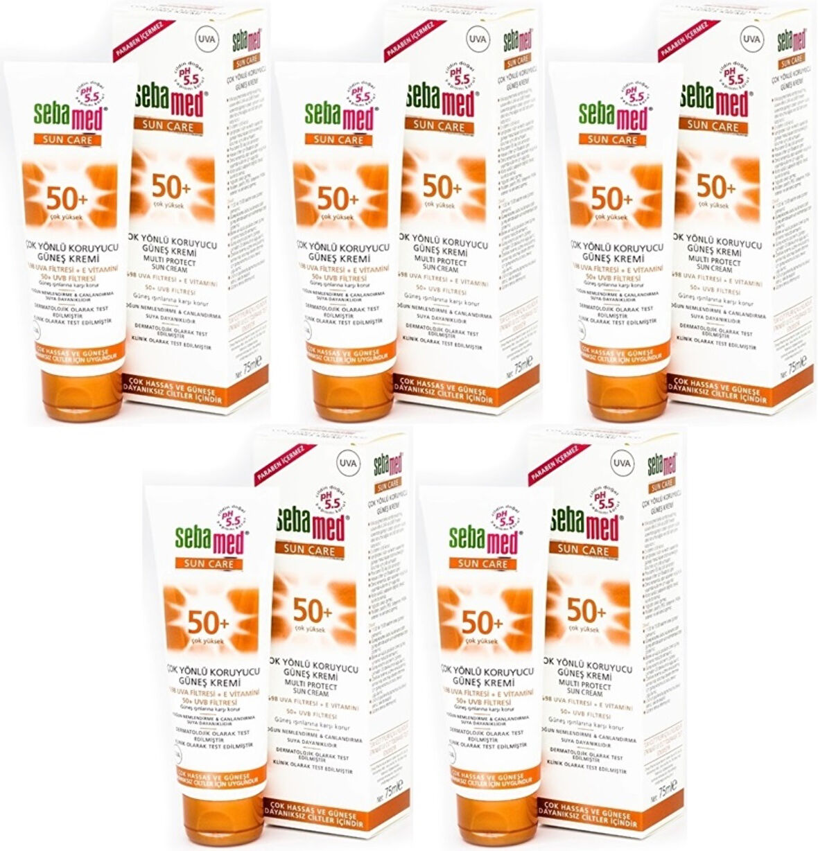 Sebamed Sun Care Çok Yönlü Koruyucu Güneş Kremi 75ML SPF 50+ Faktör (5 Li Set)