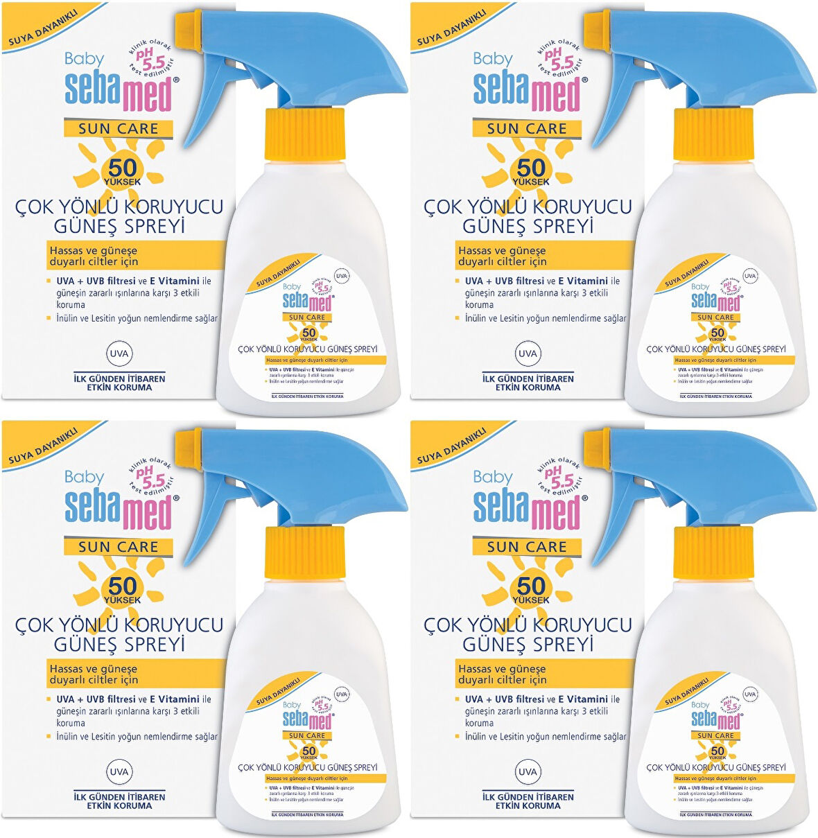 Sebamed Sun Care Bebek Güneş Losyonu Kremi Sprey 50+ Faktör 200ML (Hassas Ciltler İçin) (4 Lü Set)