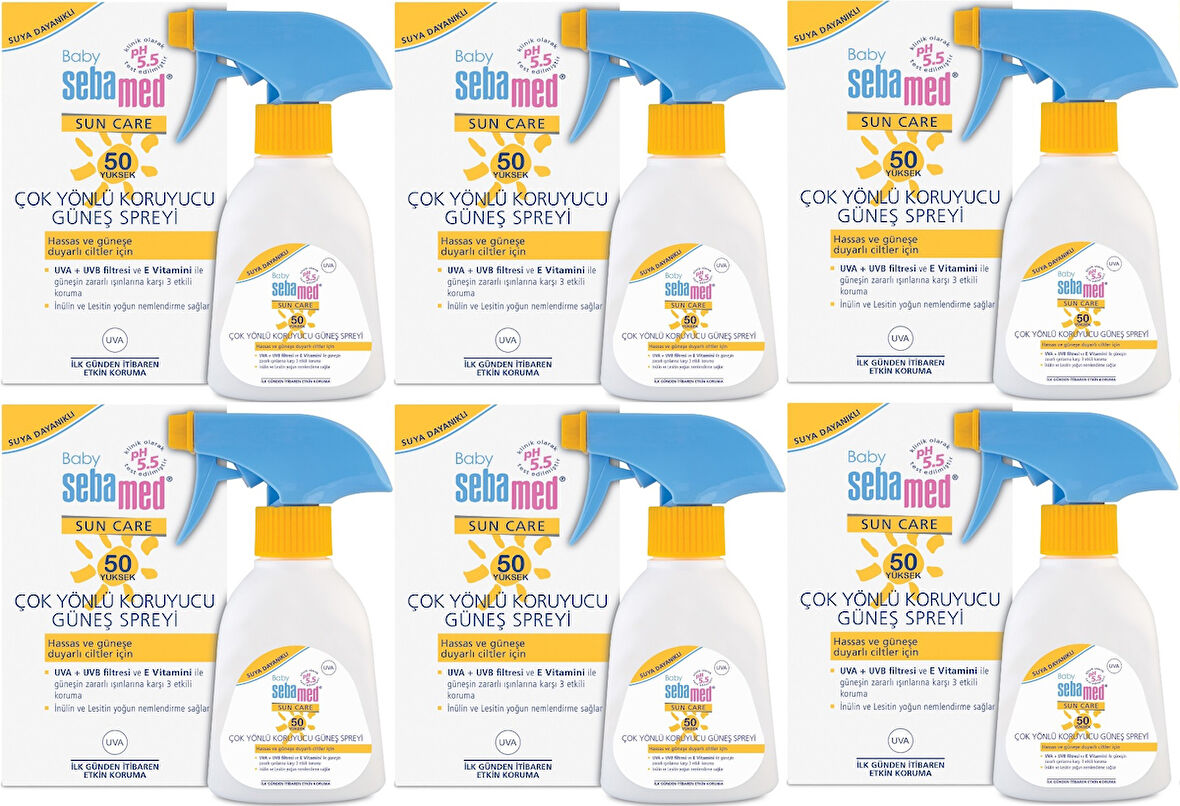 Sebamed Sun Care Bebek Güneş Losyonu Kremi Sprey 50+ Faktör 200ML (Hassas Ciltler İçin) (6 Lı Set)