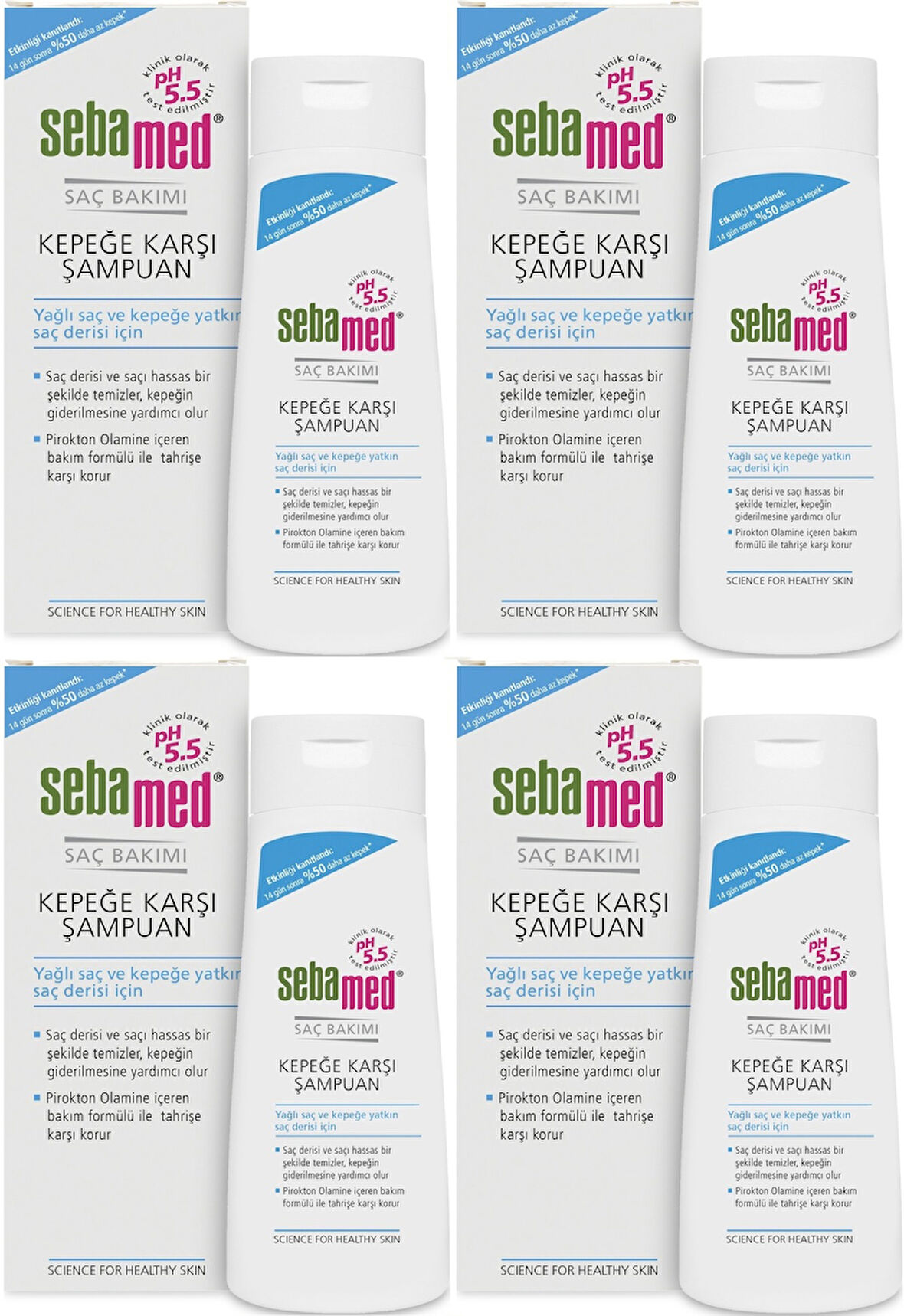Sebamed Şampuan 200ML Kepeğe Karşı (Yağlı ve Kepeğe yatkın saç derisi İçin) (4 Lü Set)