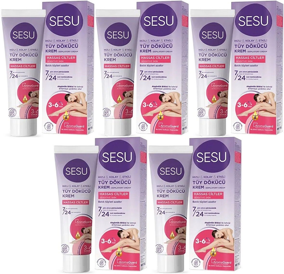 Sesu Tüy Dökücü Krem 100ML Hassas Ciltler (5 Li Set)