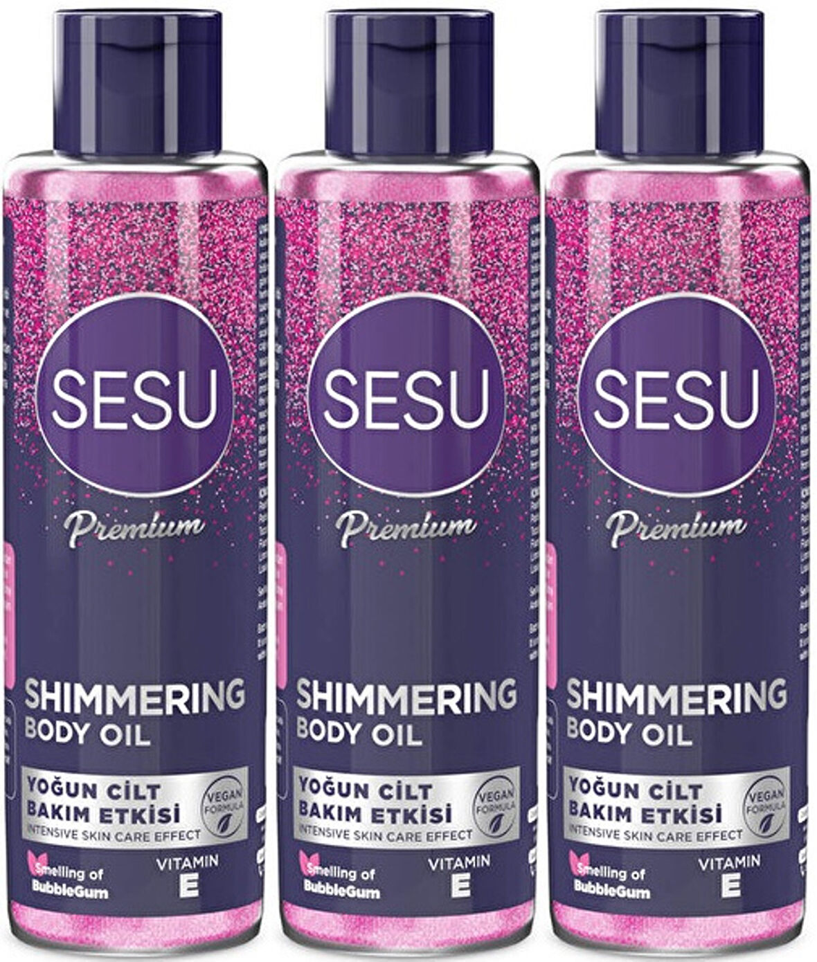 Sesu Simli Cilt Bakım Yağı 150ML (Shımmering Body Oıl) (3 Lü Set)