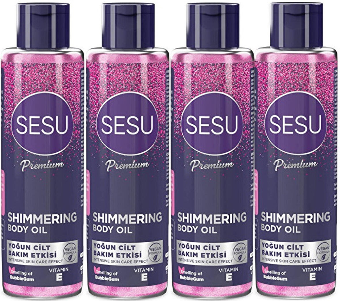 Sesu Simli Cilt Bakım Yağı 150ML (Shımmering Body Oıl) (4 Lü Set)