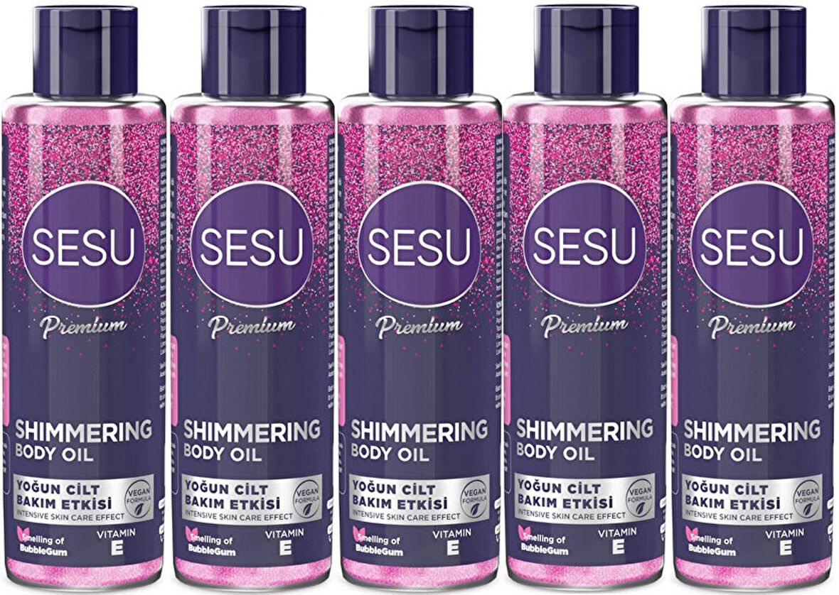 Sesu Simli Cilt Bakım Yağı 150ML (Shımmering Body Oıl) (5 Li Set)