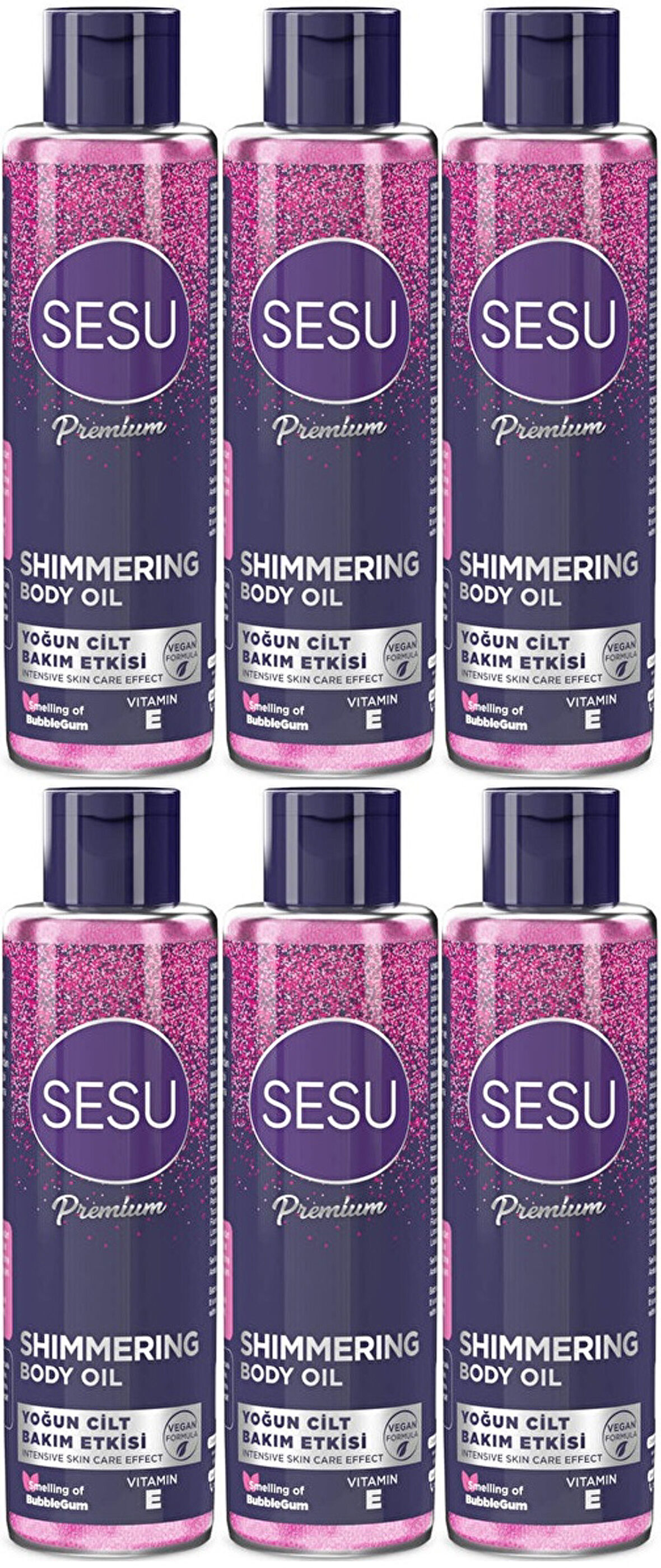 Sesu Simli Cilt Bakım Yağı 150ML (Shımmering Body Oıl) (6 Lı Set)