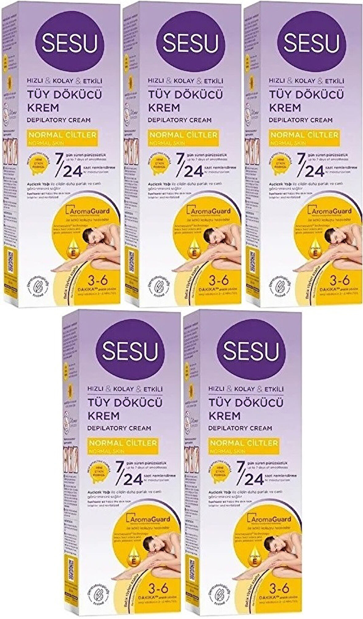 Sesu Tüy Dökücü Krem 100ML Normal Ciltler (5 Li Set)