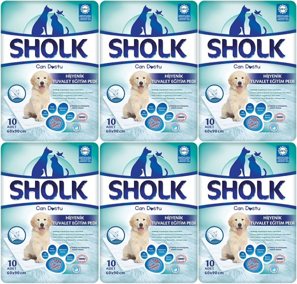 Sholk Evcil Hayvan Tuvalet Çiş Eğitim Pedi 60*90CM 60 Adet (6PK*10)