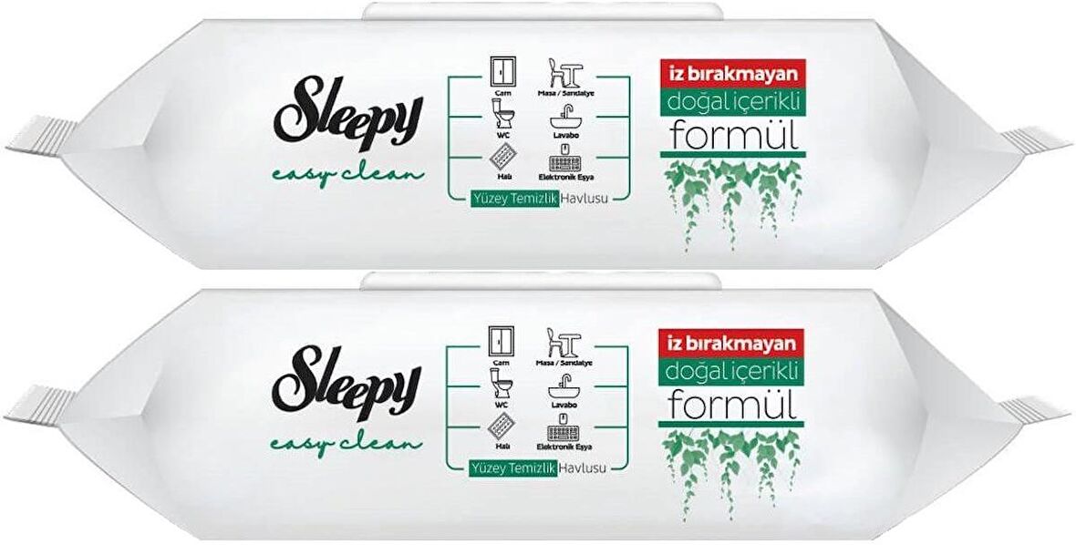 Sleepy Easy Clean Yüzey Temizlik Havlusu 100 Yaprak Plastik Kapaklı (2 Li Set) 200 Yaprak