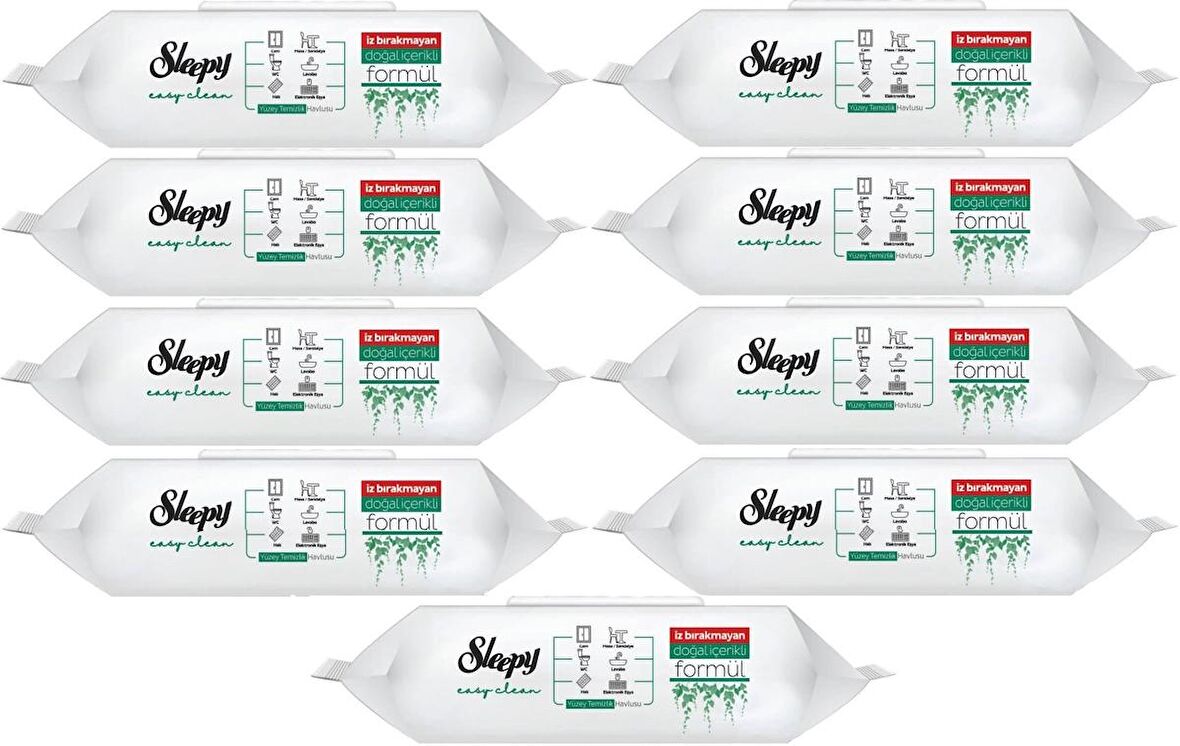 Sleepy Easy Clean Yüzey Temizlik Havlusu 100 Yaprak Plastik Kapaklı (9 Lu Set) 900 Yaprak