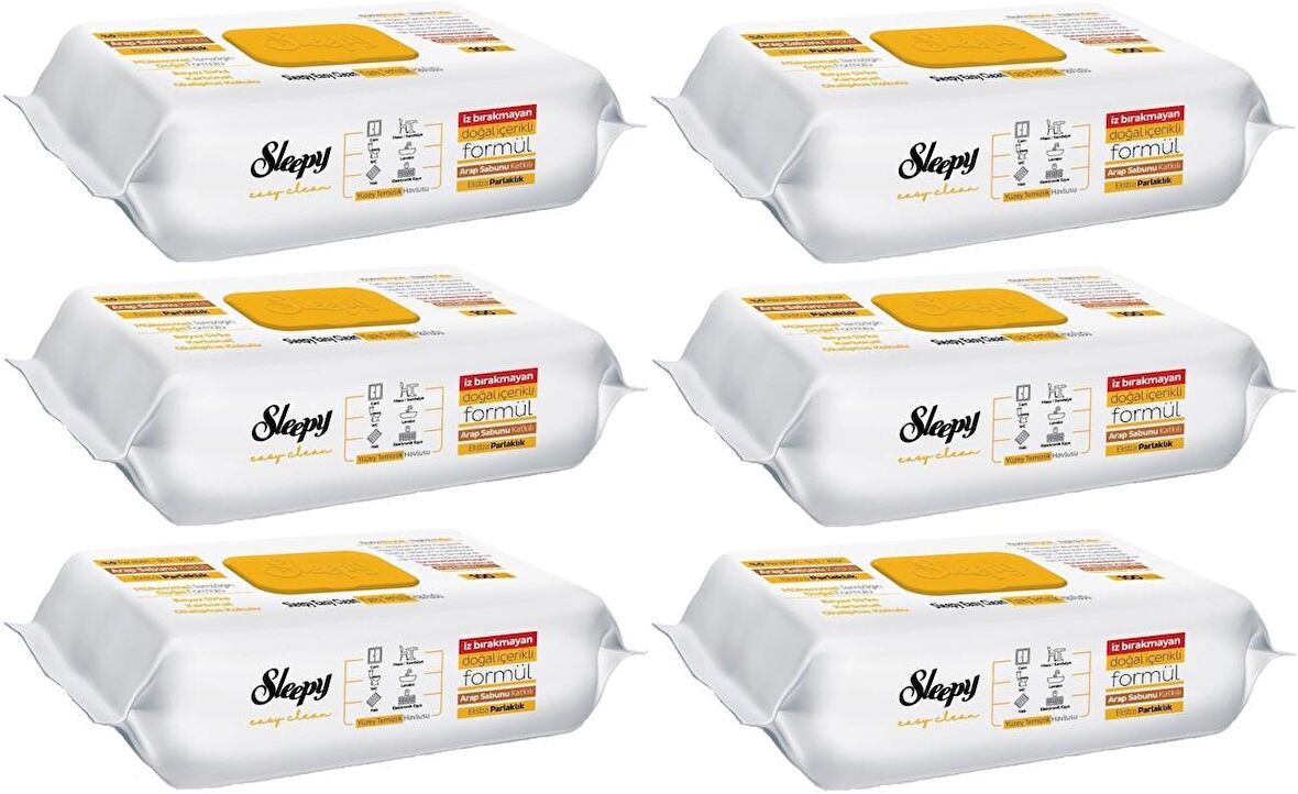 Sleepy Easy Clean Yüzey Temizlik Havlusu 100 Yaprak Arap Sabunlu Plstk Kapak (6 Lı Set) 600 Yaprak