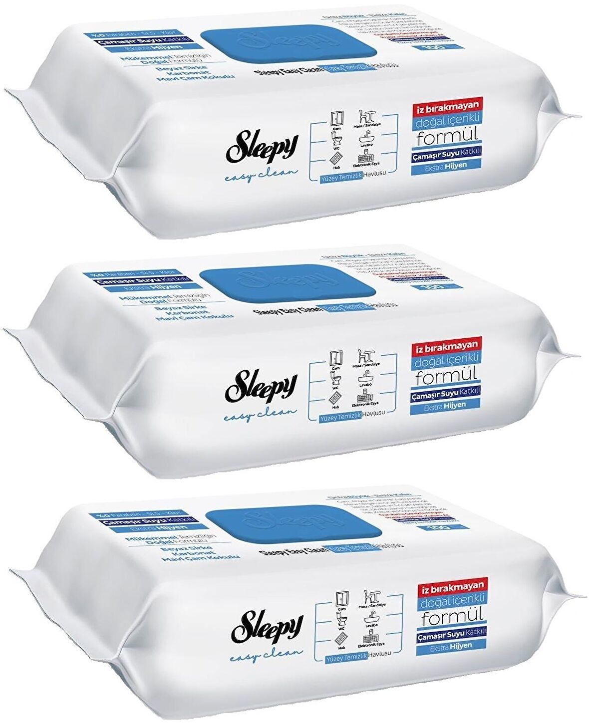 Sleepy Easy Clean Yüzey Temizlik Havlusu 100 Yaprak Çamaşır Suyu Etkili (3 Lü Set) 300 Yaprak