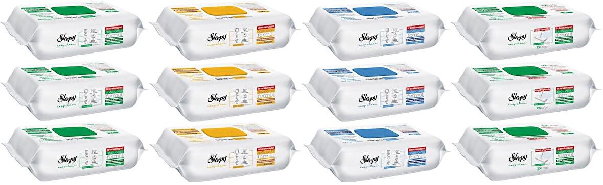 Sleepy Easy Clean Yüzey Temizlik Havlusu (Karma 12 Li Set) (Beyaz Sabun/Arap Sabun/Çamaşır Suyu/Mop)