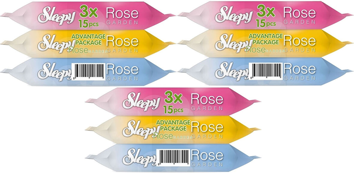 Sleepy Islak Havlu Cep Mendil 15 Yaprak (9 Lu Set) Rose/Garden (3PK*3) 135 Yaprak