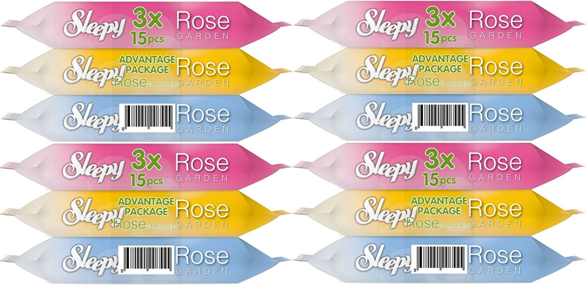 Sleepy Islak Havlu Cep Mendil 15 Yaprak (12 Li Set) Rose/Garden (4PK*3) 180 Yaprak