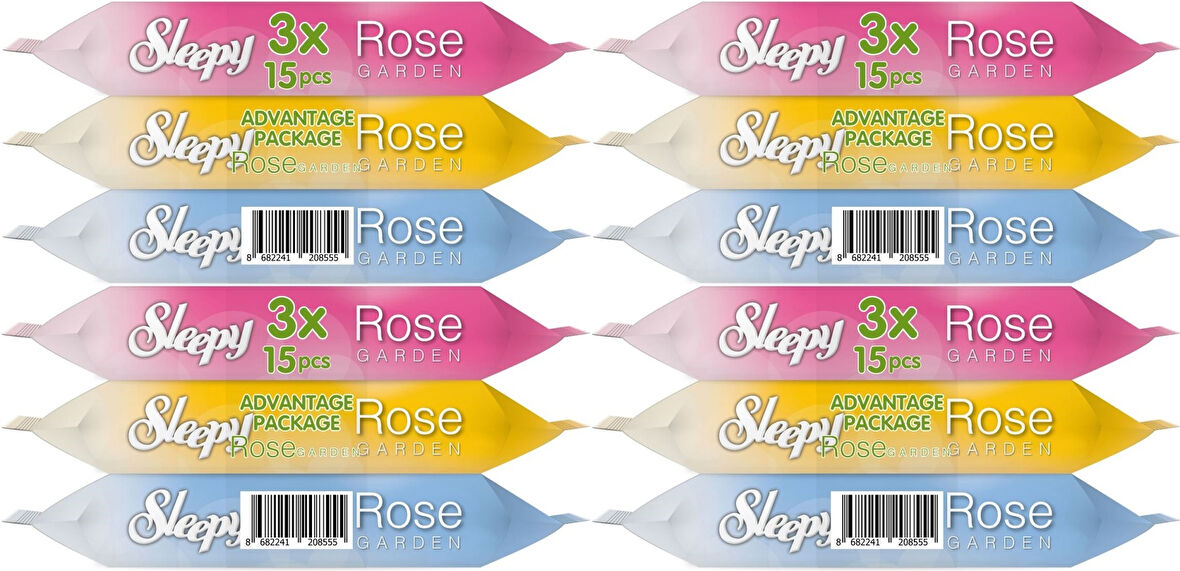 Sleepy Islak Havlu Cep Mendil 15 Yaprak (12 Li Set) Travel Pk Rose/Garden (4PK*3) 180 Yaprak