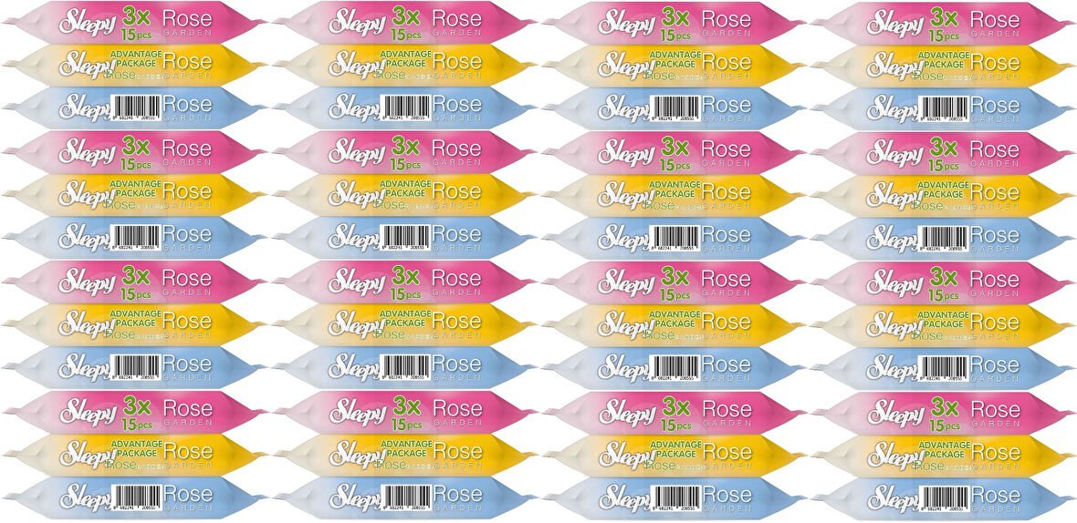 Sleepy Islak Havlu Cep Mendil 15 Yaprak (48 Li Set) Travel Pk Rose/Garden (16PK*3) 720 Yaprak