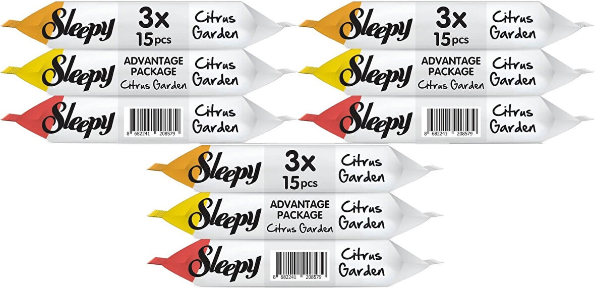 Sleepy Islak Havlu Cep Mendil 15 Yaprak (9 Lu Set) Narenciye Bahçesi/Citrus (3PK*3) 135 Yaprak