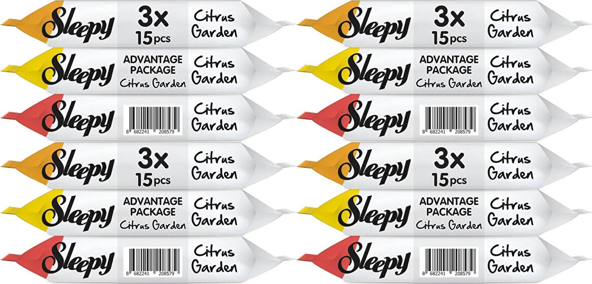 Sleepy Islak Havlu Cep Mendil 15 Yaprak (12 Li Set) Narenciye Bahçesi/Citrus (4PK*3) 180 Yaprak