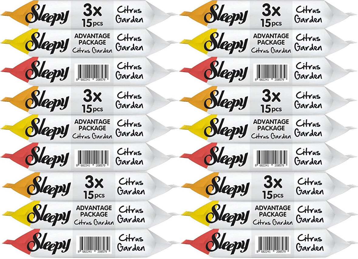 Sleepy Islak Havlu Cep Mendil 15 Yaprak (18 Li Set) Narenciye Bahçesi/Citrus (6PK*3) 270 Yaprak