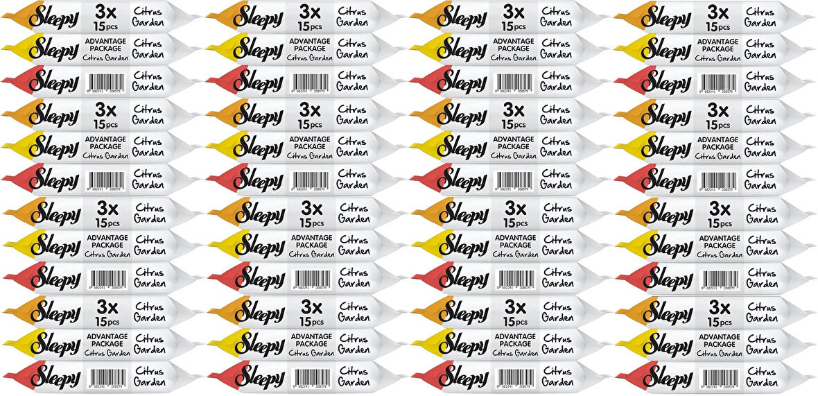 Sleepy Islak Havlu Cep Mendil 15 Yaprak (48 Li Set) Narenciye Bahçesi/Citrus (16PK*3) 720 Yaprak