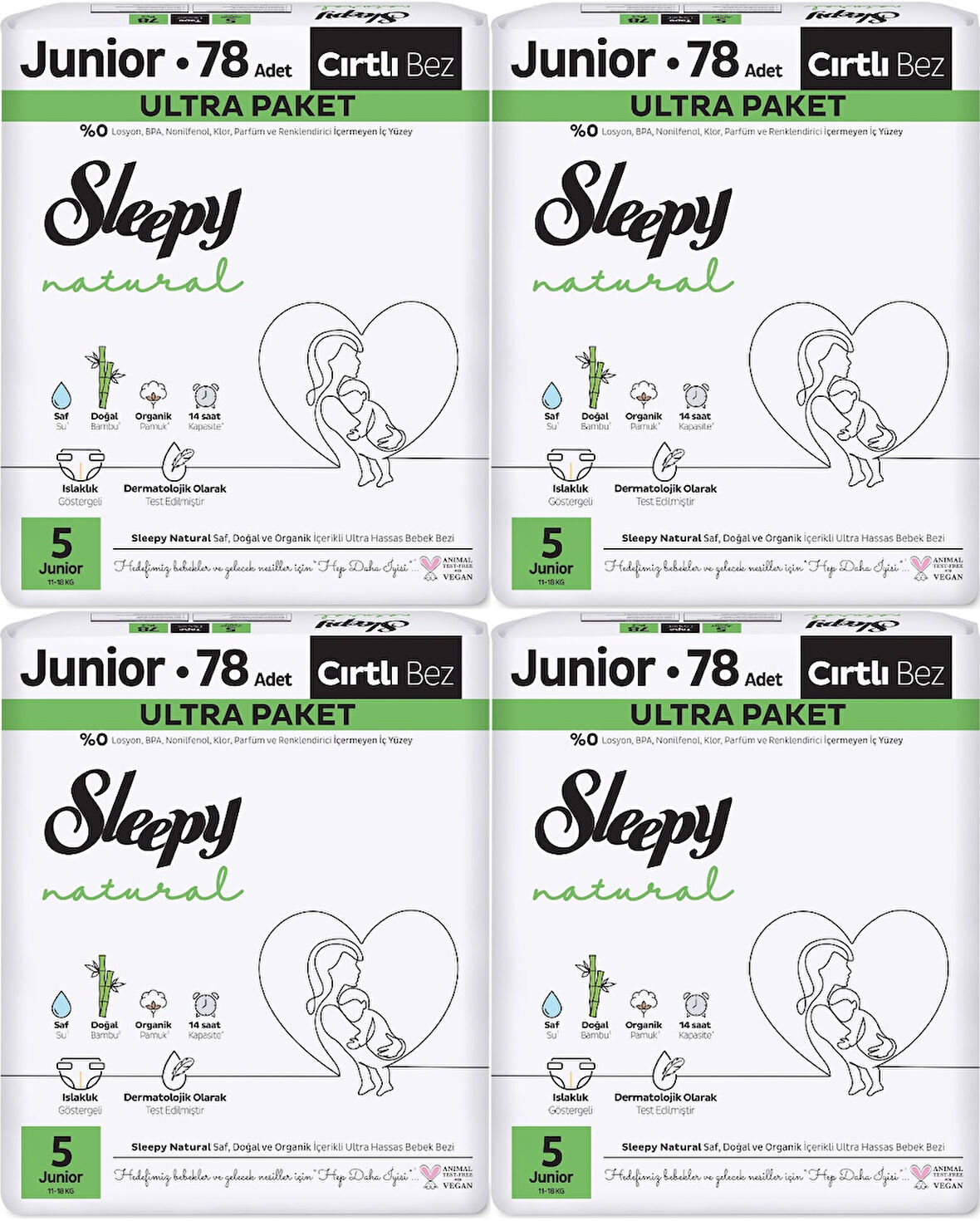 Sleepy Bebek Bezi Natural Beden:5 (11-18KG) Junior 312 Adet Avantaj Ultra Pk