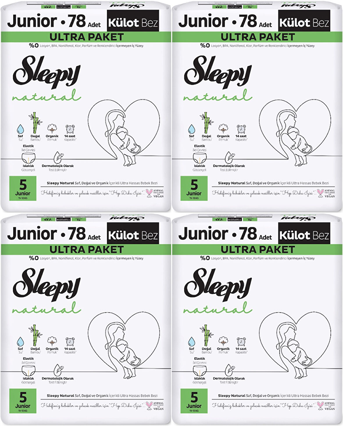 Sleepy Külot Bebek Bezi Natural Beden:5 (11-18KG) Junior 312 Adet Avantaj Ultra Pk