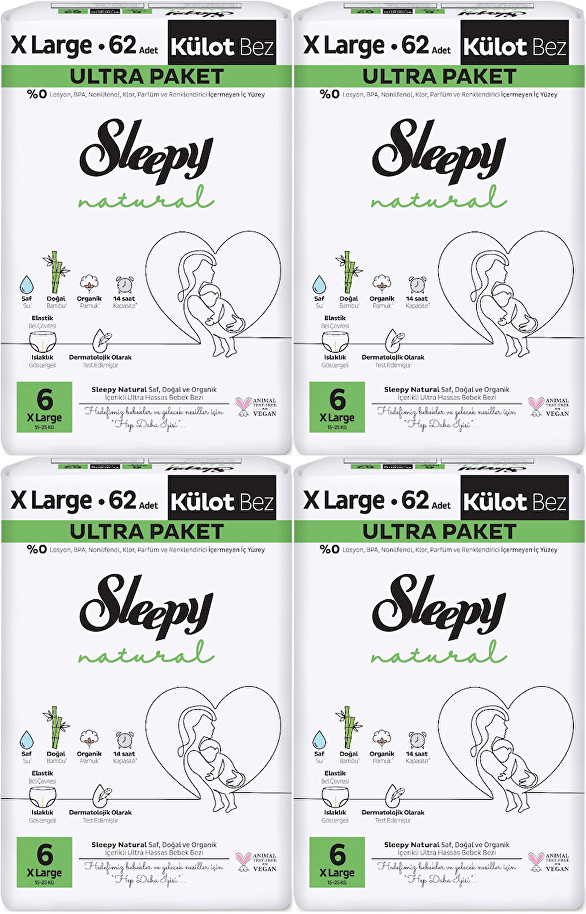 Sleepy Külot Bebek Bezi Natural Beden:6 (15-25KG) Extra Large 248 Adet Avantaj Ultra Pk