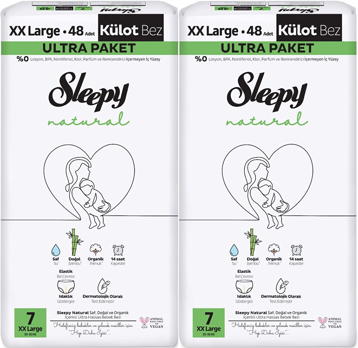 Sleepy Külot Bebek Bezi Natural Beden:7 (20-30KG) XX Large 96 Adet Ekonomik Ultra Pk