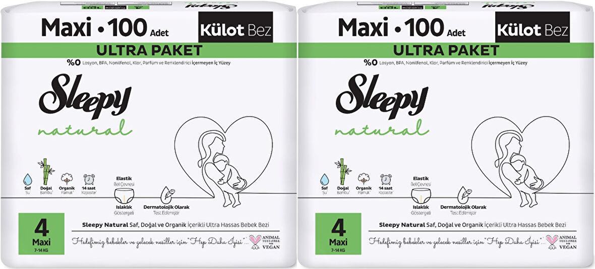 Sleepy Külot Bebek Bezi Natural Beden:4 (7-14KG) Maxi 200 Adet Süper Ekonomik Gross Pk