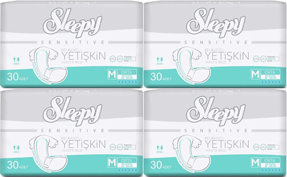 Sleepy Yetişkin Hasta Bezi Bel Bantlı M - Orta - Medium 120 Adet (4PK*30)