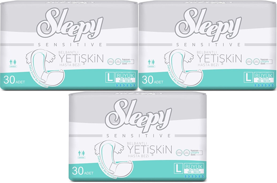 Sleepy Yetişkin Hasta Bezi Bel Bantlı L - Large - Büyük 90 Adet (3PK*30)