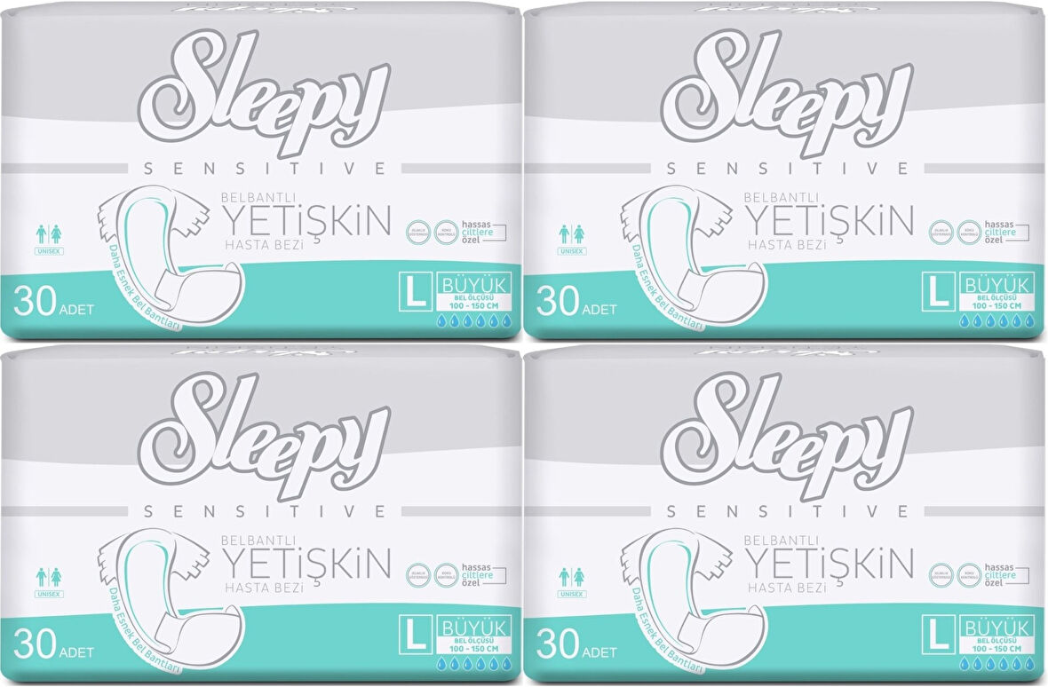 Sleepy Yetişkin Hasta Bezi Bel Bantlı L - Large - Büyük 120 Adet (4PK*30)