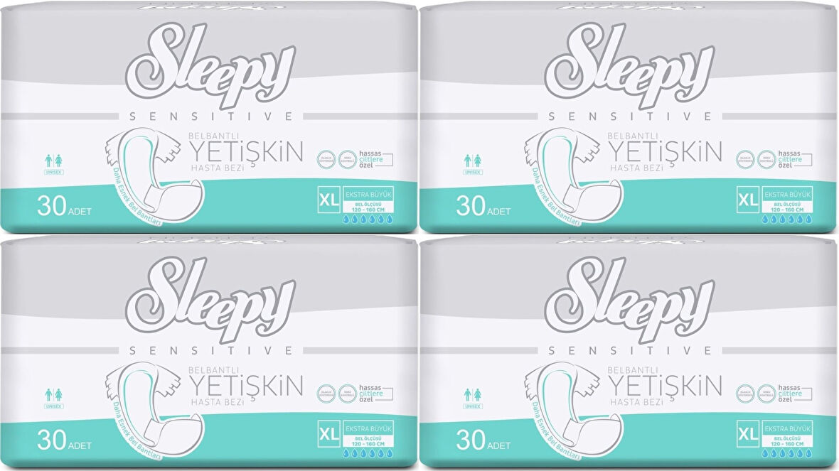 Sleepy Yetişkin Hasta Bezi Bel Bantlı XL - Extra Large - Ekstra Large 120 Adet (4PK*30)