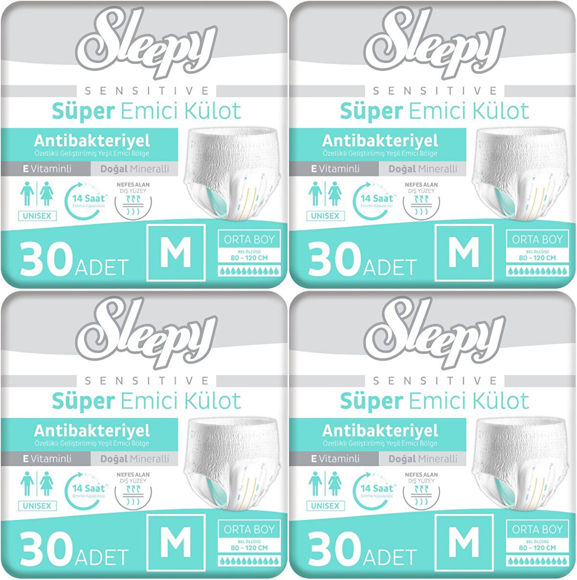 Sleepy Hasta Bezi Yetişkin Emici Külot M - Orta - Medium 120 Adet (4PK*30)