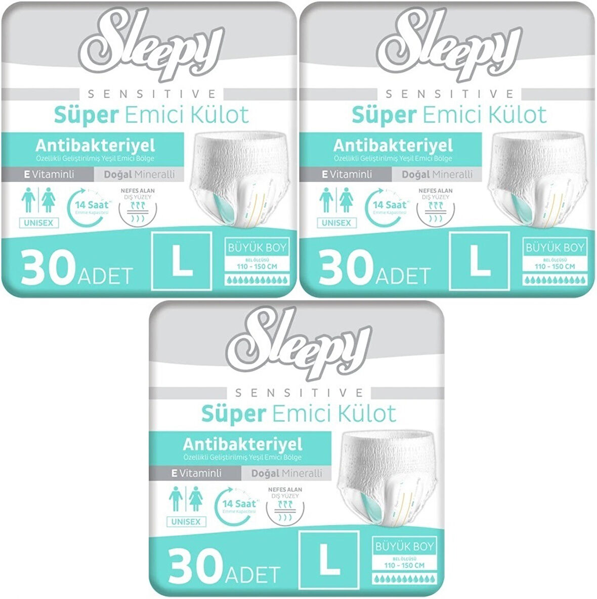 Sleepy Hasta Bezi Yetişkin Emici Külot L - Büyük - Large 90 Adet (3PK*30)