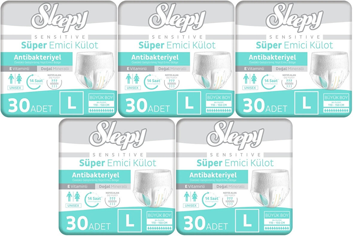 Sleepy Hasta Bezi Yetişkin Emici Külot L - Büyük - Large 150 Adet (5PK*30)