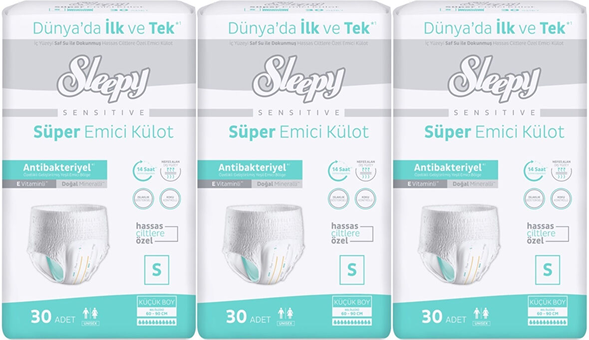 Sleepy Hasta Bezi Yetişkin Emici Külot S - Küçük - Small 90 Adet (3PK*30)
