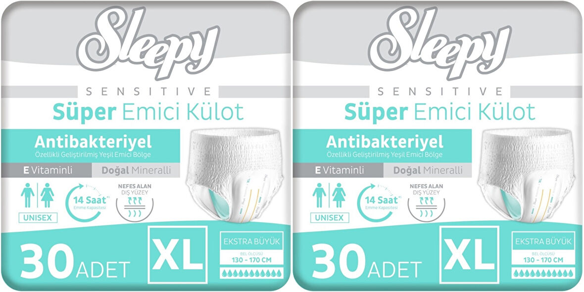 Sleepy Hasta Bezi Yetişkin Emici Külot XL - Ekstra Büyük - Extra Large 60 Adet (2PK*30)