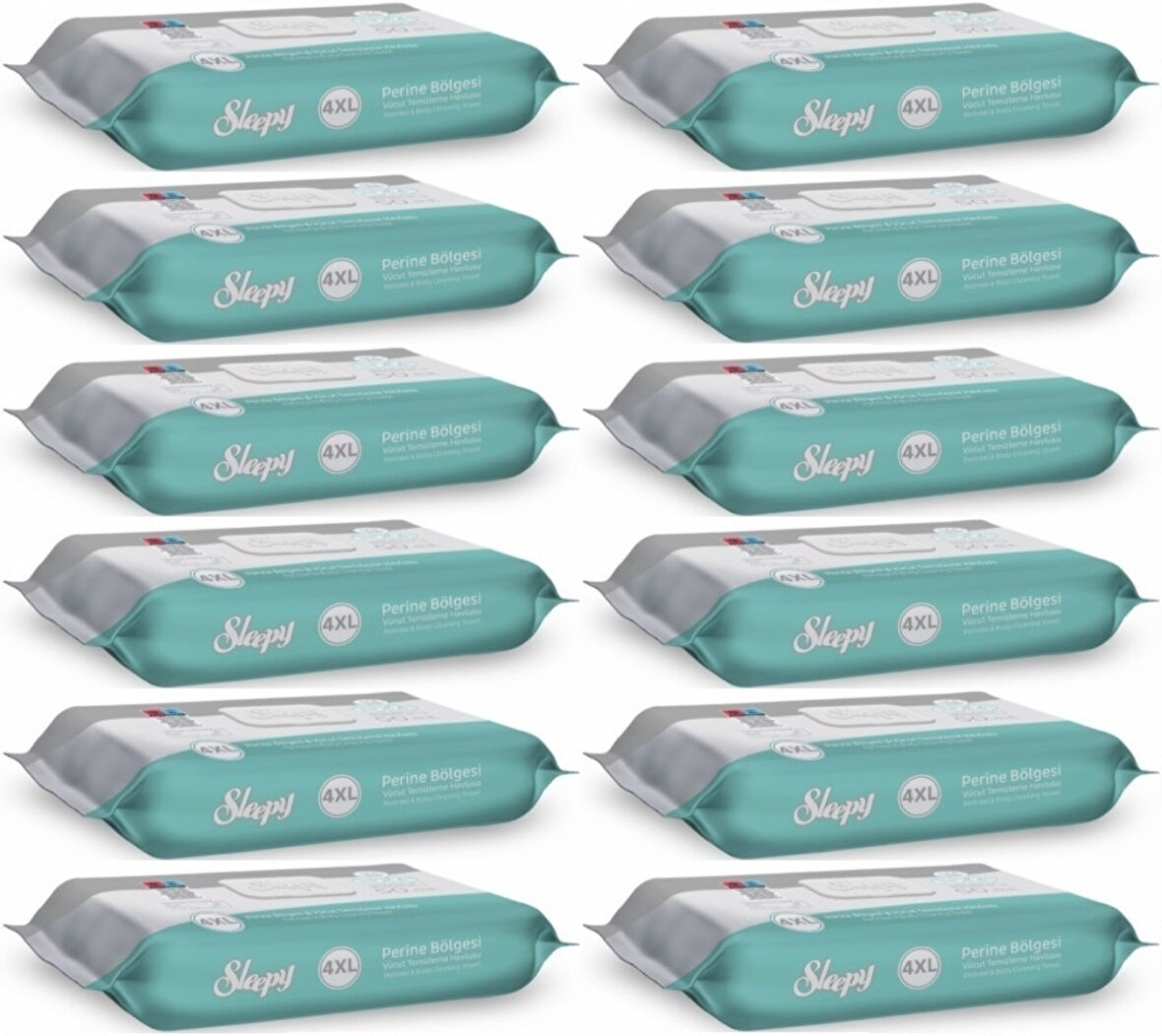 Sleepy Perine Bölgesi ve Vücut Temizleme Islak Mendil Havlu 50 Yaprak (Ebat 4XL) (12 Li Set)