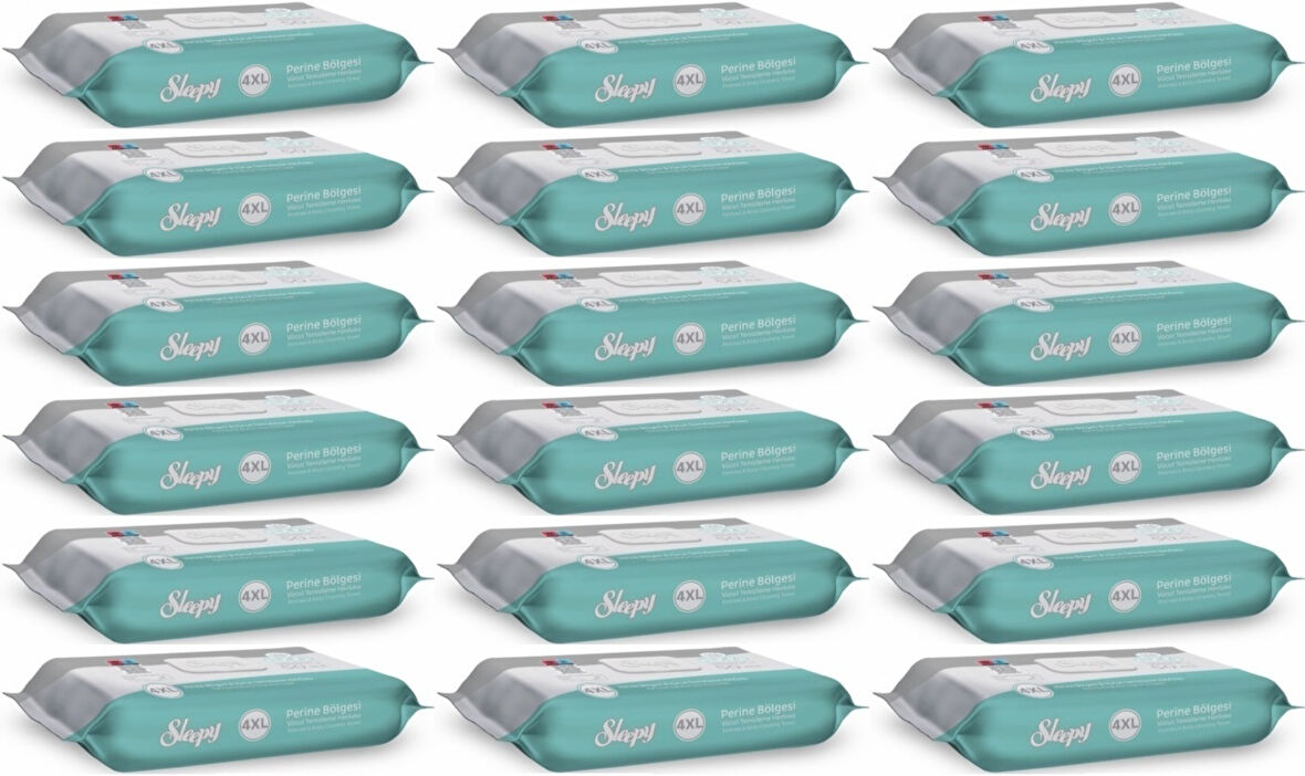 Sleepy Perine Bölgesi ve Vücut Temizleme Islak Mendil Havlu 50 Yaprak (Ebat 4XL) (18 Li Set)