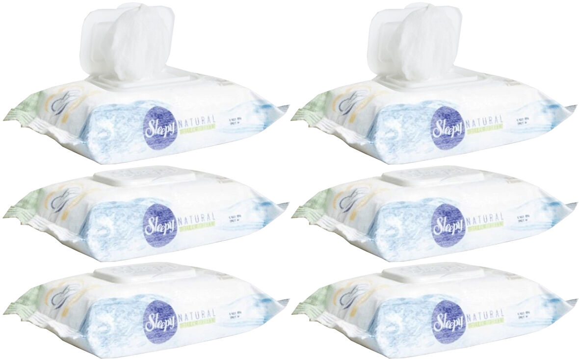 Sleepy Islak Havlu Mendil Pamuklu Yenidoğan Natural Bambu 40 Yaprak 6 Lı Set (240 Yaprak)