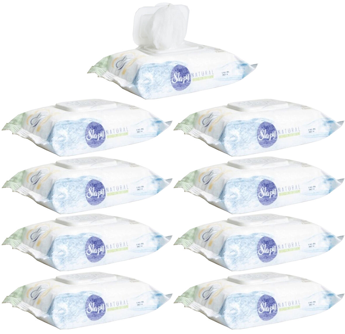 Sleepy Islak Havlu Mendil Pamuklu Yenidoğan Natural Bambu 40 Yaprak 9 Lu Set (360 Yaprak)